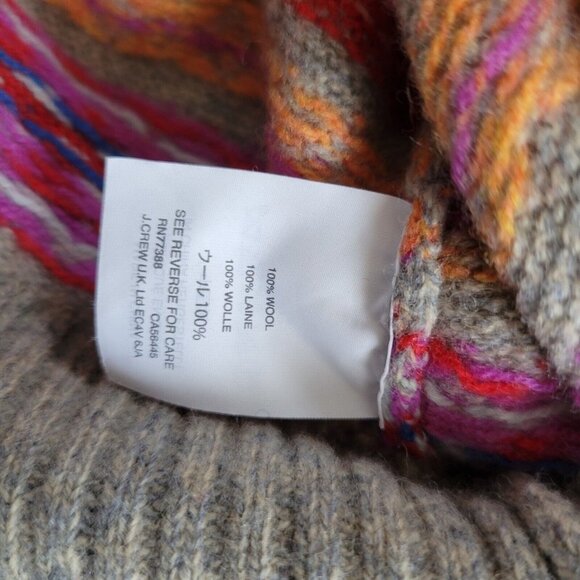 J. Crew Women's Fair Isle 100% Wool Sweater Size XS Gray Red Purple - Picture 6 of 6